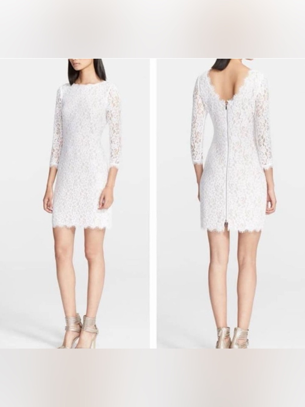 Diane von Furstenberg DVF Colleen Ivory Lace Dress 6 Sheath Bridal Wedding